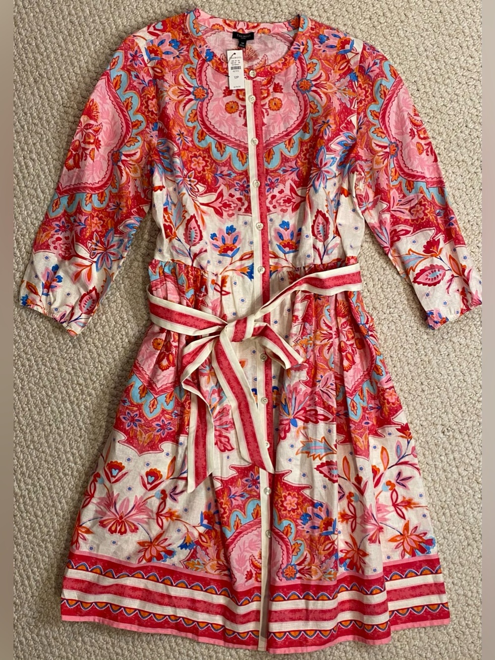 Talbots Linen Blend Shirt Dress Size 12P